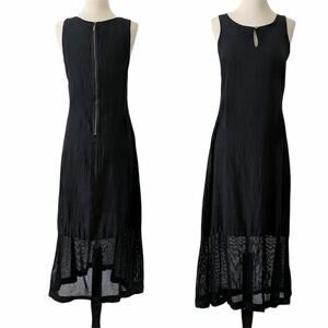 People Like Frank Women's Maxi Dress Black Exposed Zipper Back Linen USA Size 2